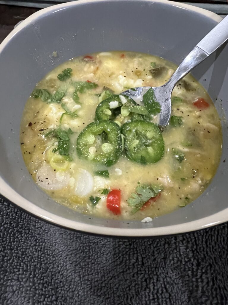 Bowl of Creamy White Chicken Chili